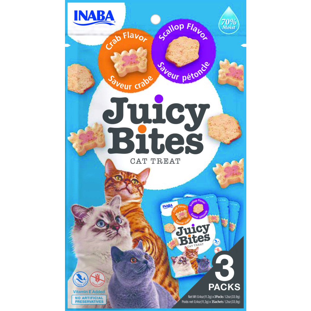 6x Inaba Kattensnack Juicy Bites Krab - Sint Jacobsschelp34 gr