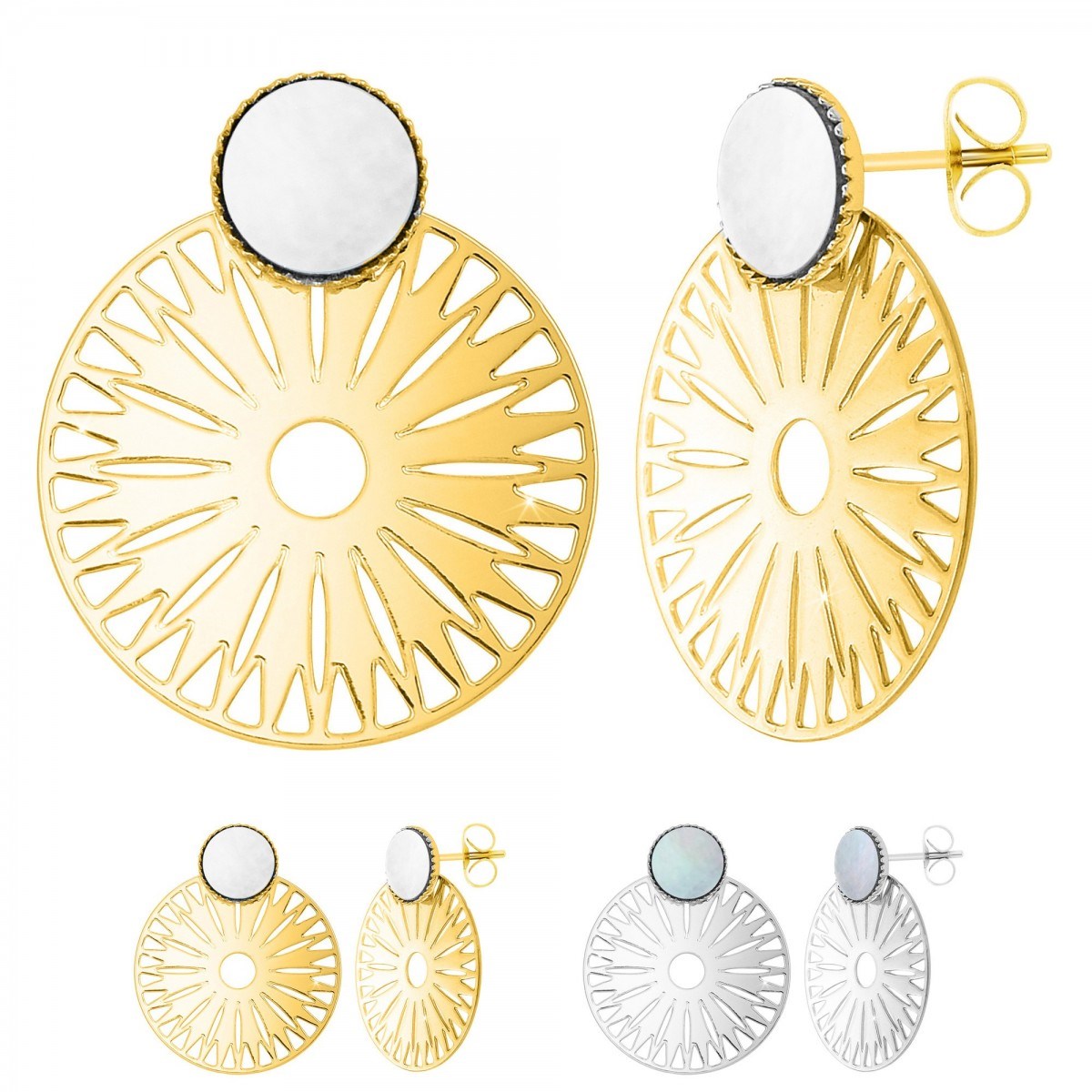 Boucles d'oreilles SC Bohème ornées de nacre grise