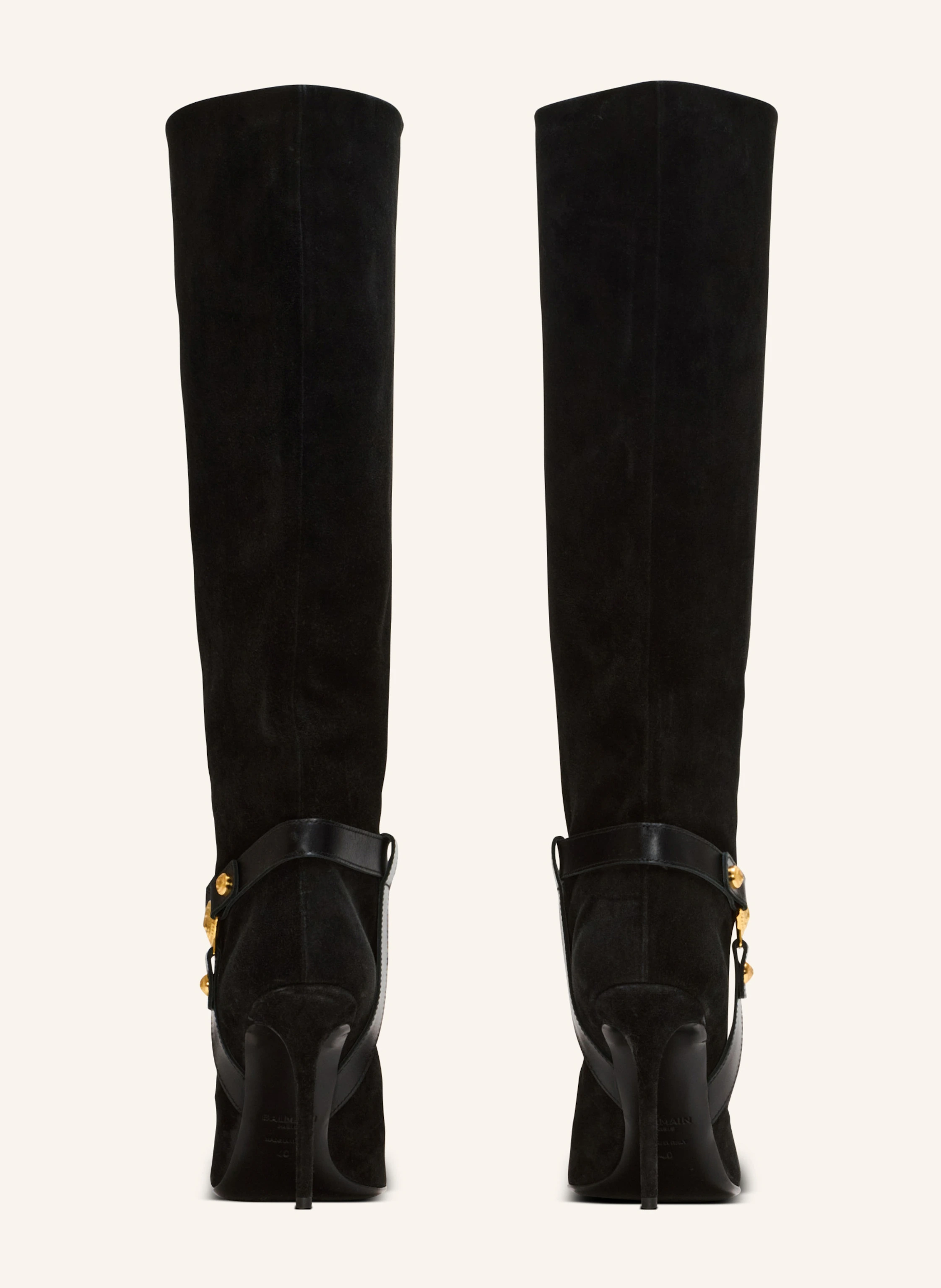 BALMAIN Stiefel Eva mit Absätzen aus plissiertem Wildleder