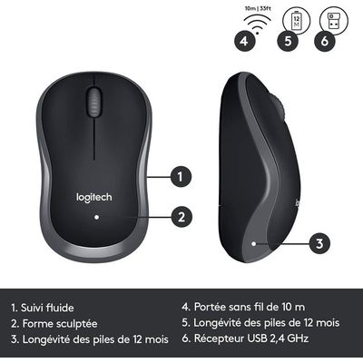 Logitech MK330 - ensemble clavier Azerty et souris sans fil - noir