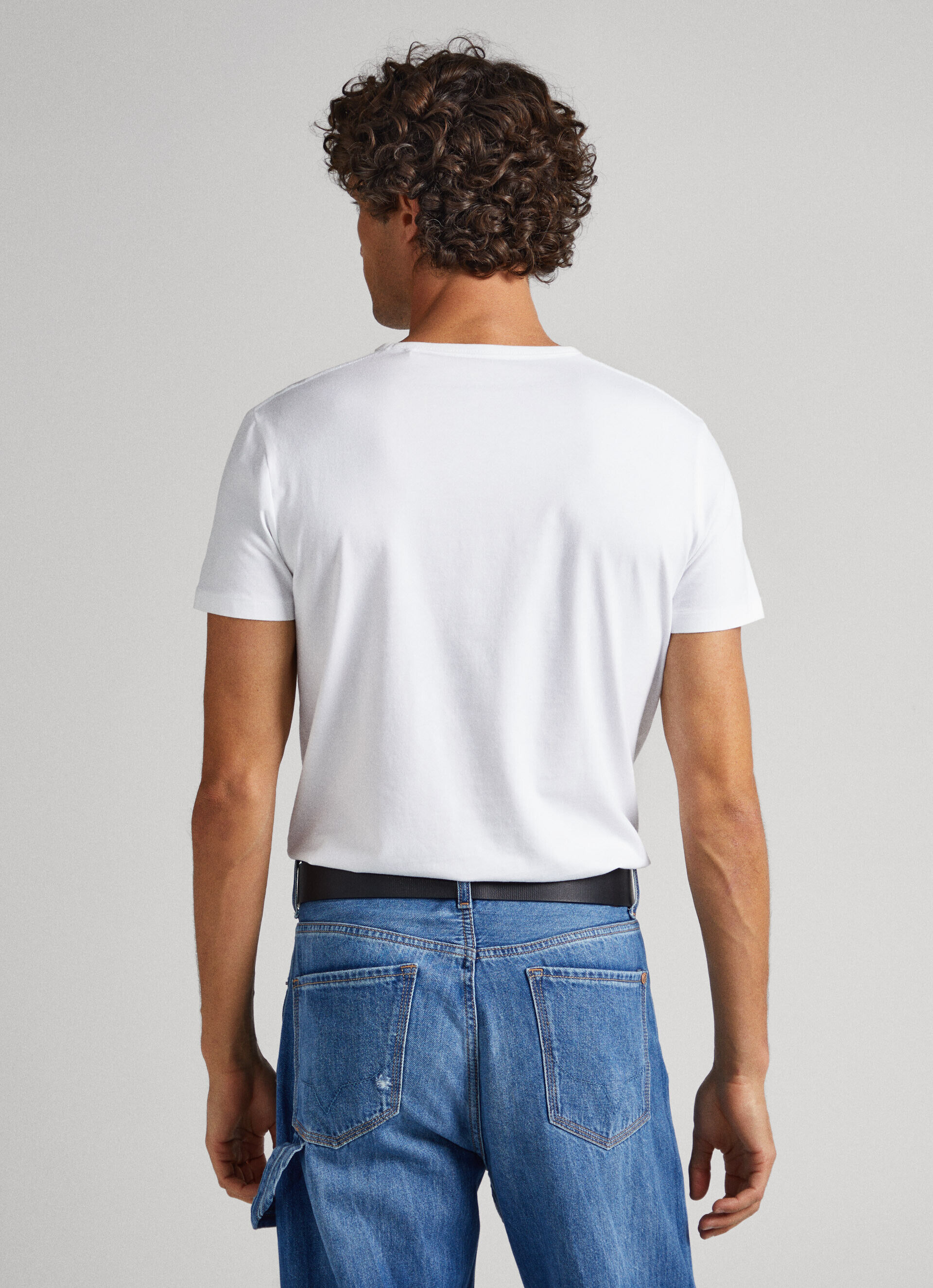 Camiseta de algodão com logotipo estampado - branca