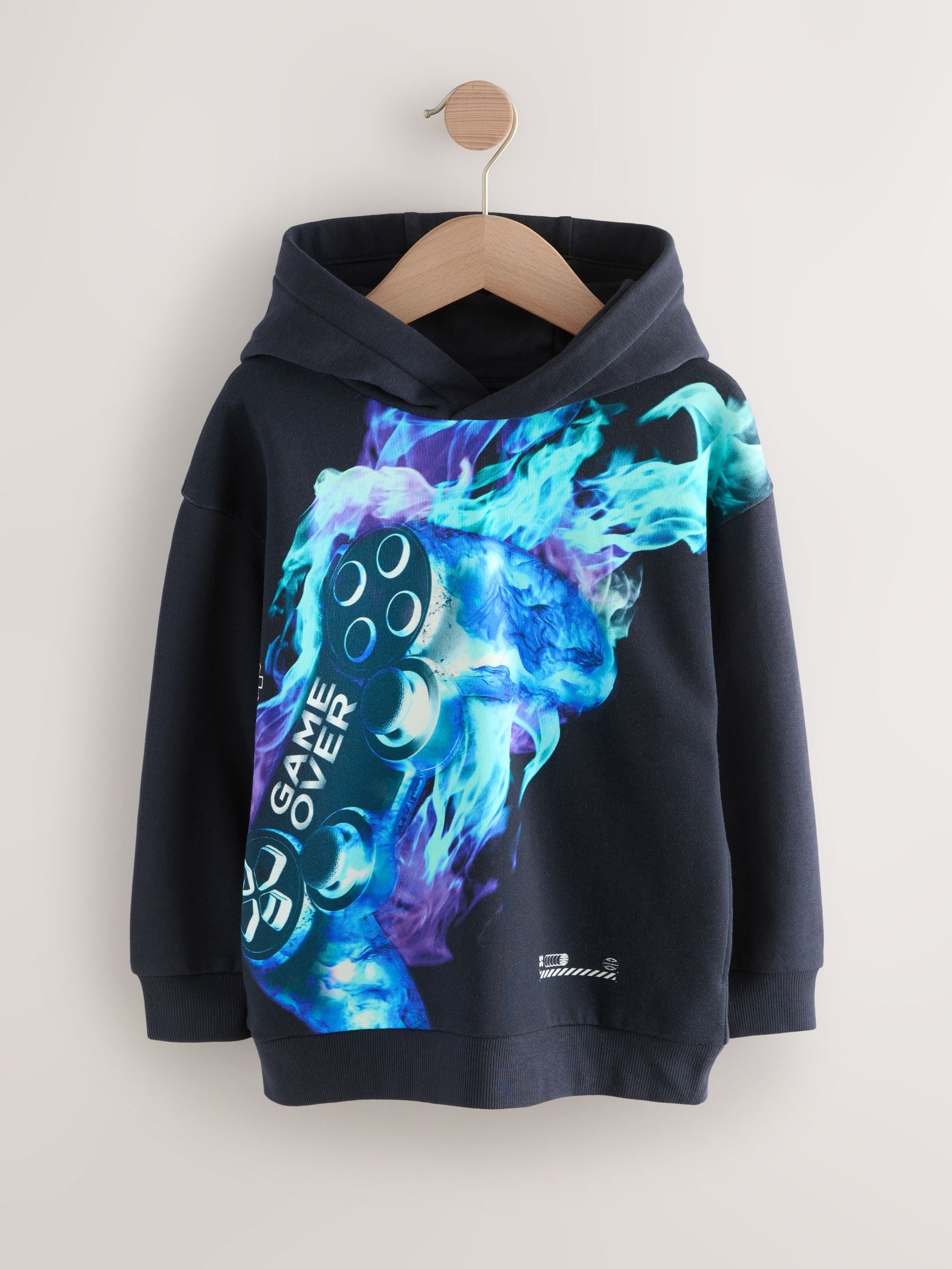 Marineblauwe controller - Grafische print hoodie voor oudere jongens (3-16jaar)