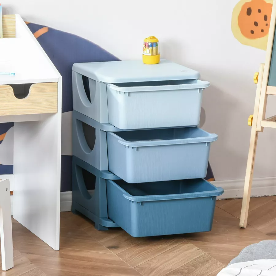 HOMCOM Aufbewahrungsboxen für Spielzeug Blau
