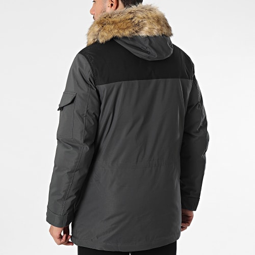 Parka Capuche Fourrure Gris Anthracite