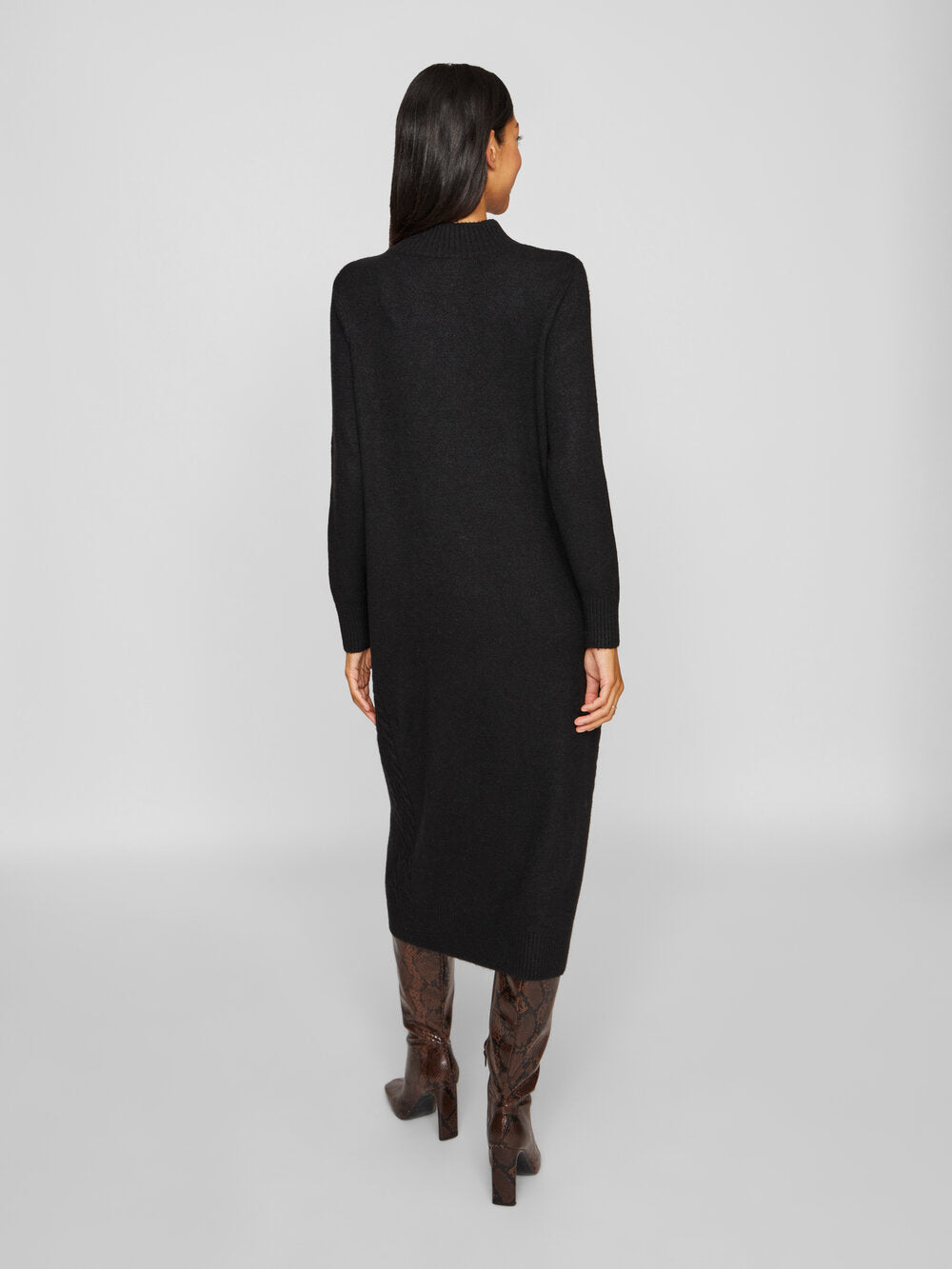 Vila  Vikiku L/S High Neck kjole - sort