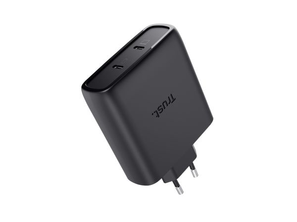 Trust Maxo USB-C-GaN-Ladegerät 100 W mit 2 Anschlüssen Schw GaN-Technologie mit Dual-Port-Ausgang und bis zu 100 W Ladeleistung
