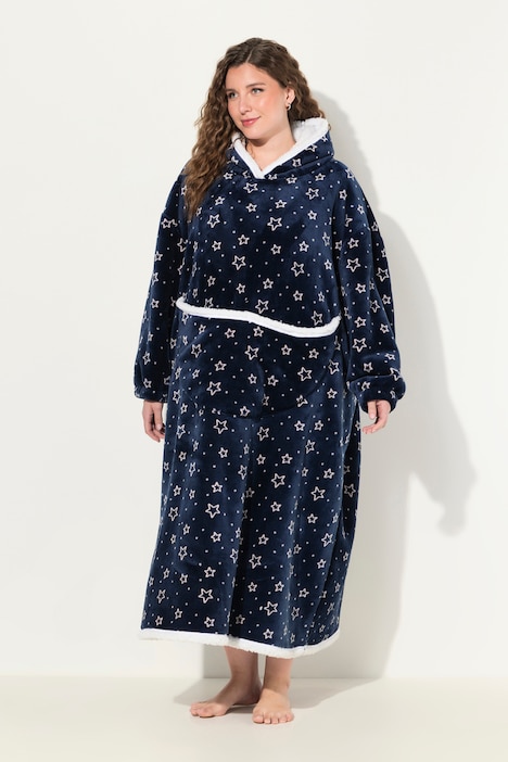 Loungewear-Poncho, Plüsch, Kapuze, Langarm, Tasche