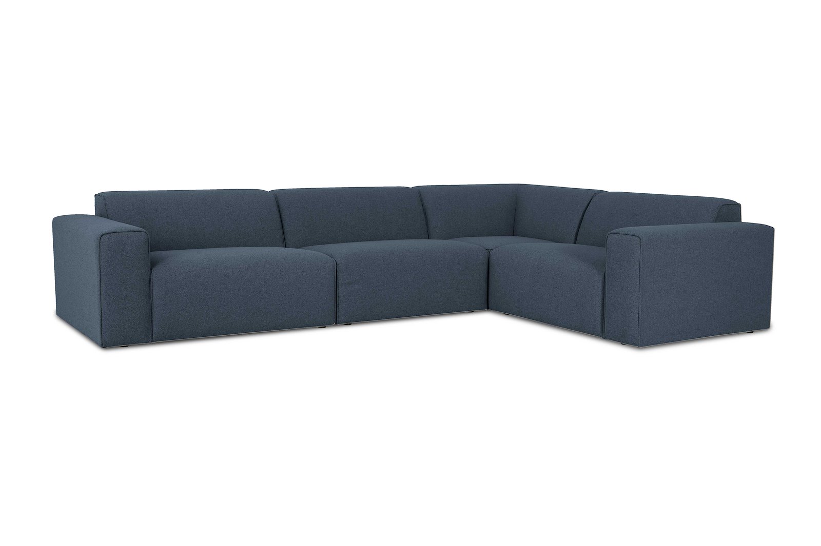 Styl hjørnesofa 3/1,5 hjørnesofa duo puter. Tekstil Lombardo 16/2 Dark Blue med sorte ben.