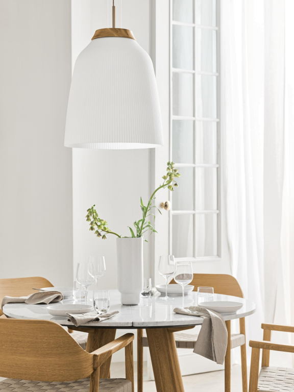 Bolia Balance eettafel Ø125 eiken Grigo Bottarga Marble