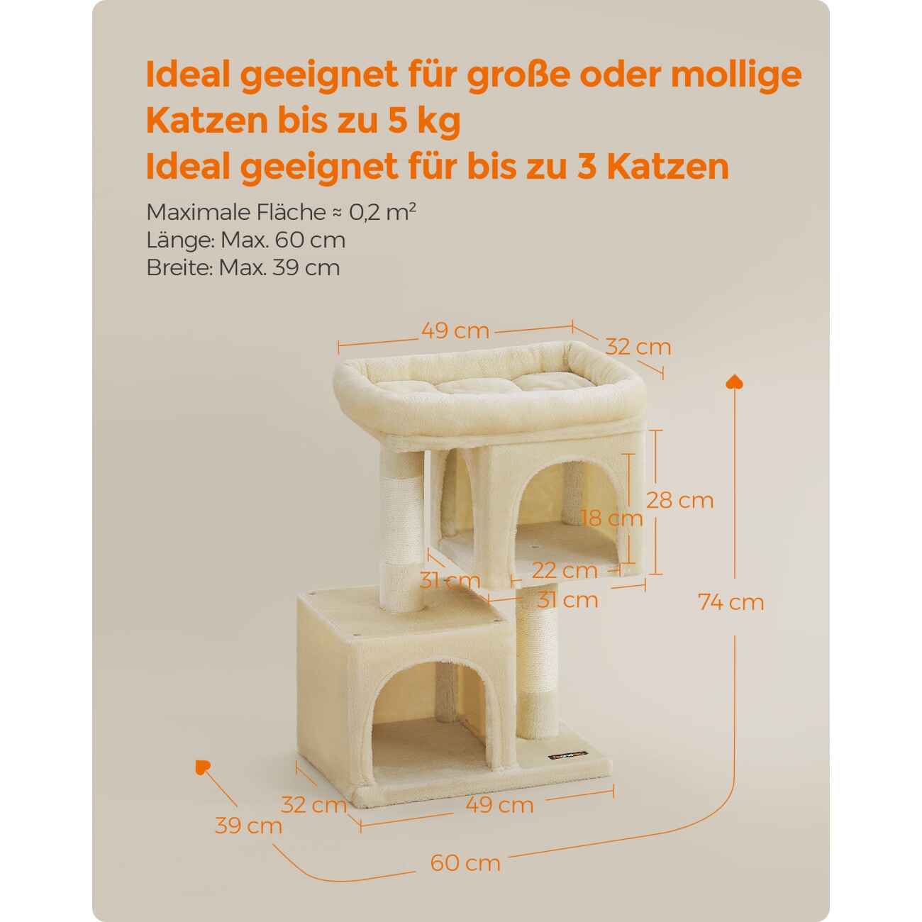 FEANDREA Kratzbaum 74 cm beige