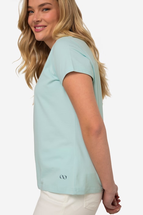 T-Shirt, kleiner Knoten Print, V-Ausschnitt, Halbarm, OEKO-TEX MIG