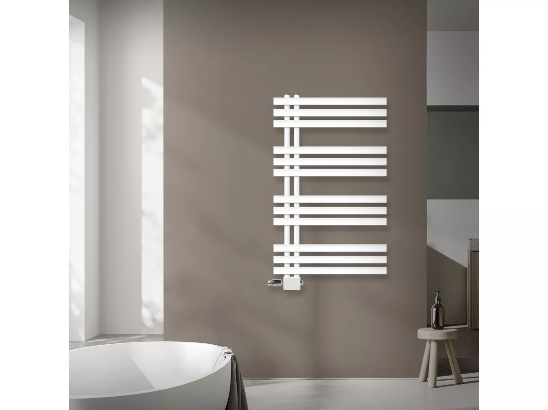 Radiateur Design Iron EM 600x1000 mm Blanc Raccord Central au Bas avec Garniture