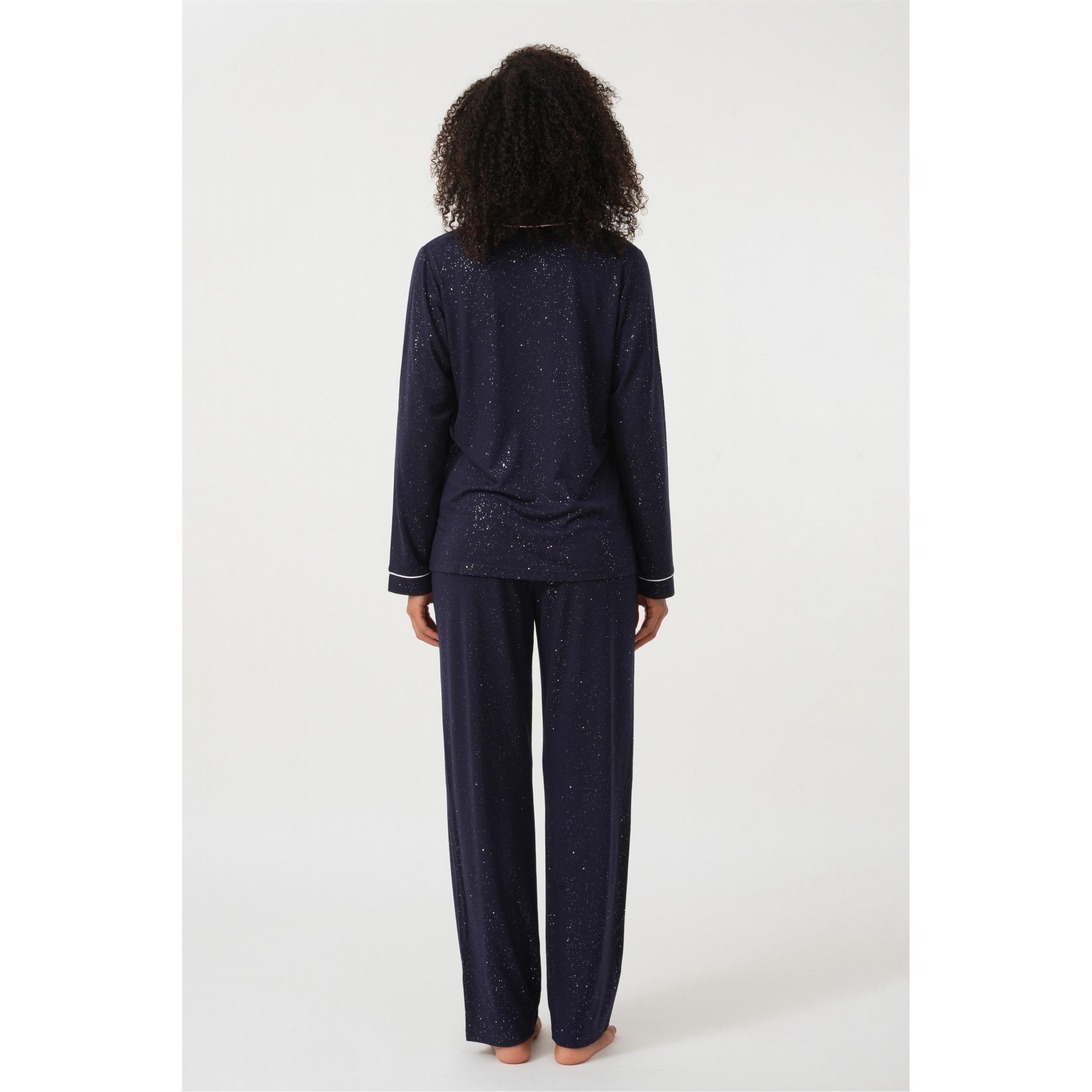 Linea Ladies Sparkle Button Through Pyjama Set