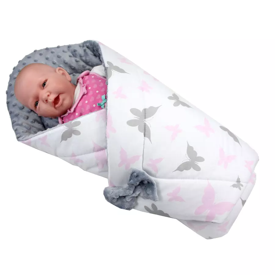 TupTam Baby Winter Einschlagdecke Warm Wattiert Minky rosagrau