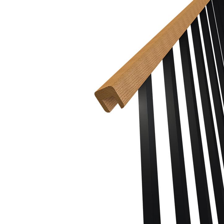 Escalier quart tournant droit FORTIA chêne et aluminium noir Gagliano