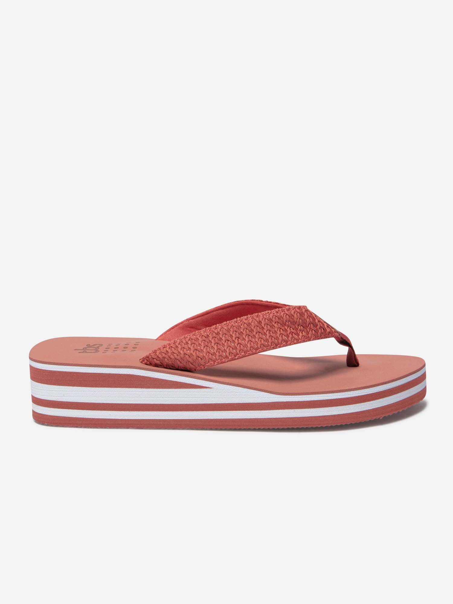 Tongs Compensées Femme Terracotta