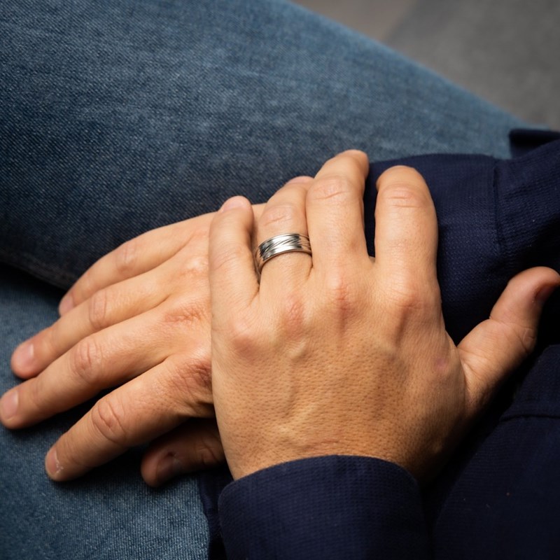 Bague Anneau Homme en Acier