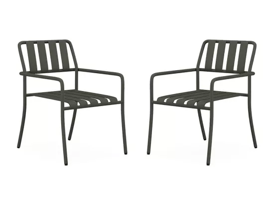 Lot de 2 fauteuils de jardin empilables en métal - Gris anthracite - BIRMOS de MYLIA