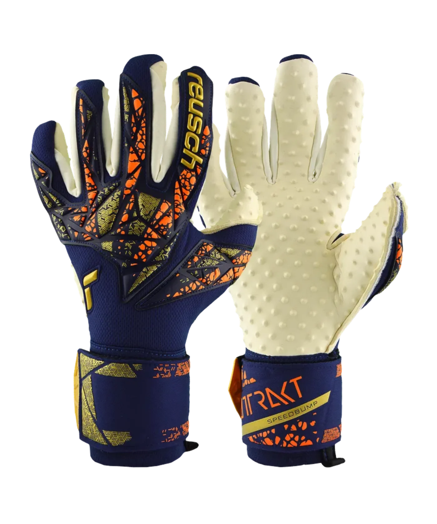 Reusch Attrakt SpeedBump TW-Handschuhe Night Spark 2024 Blau Gold F4410