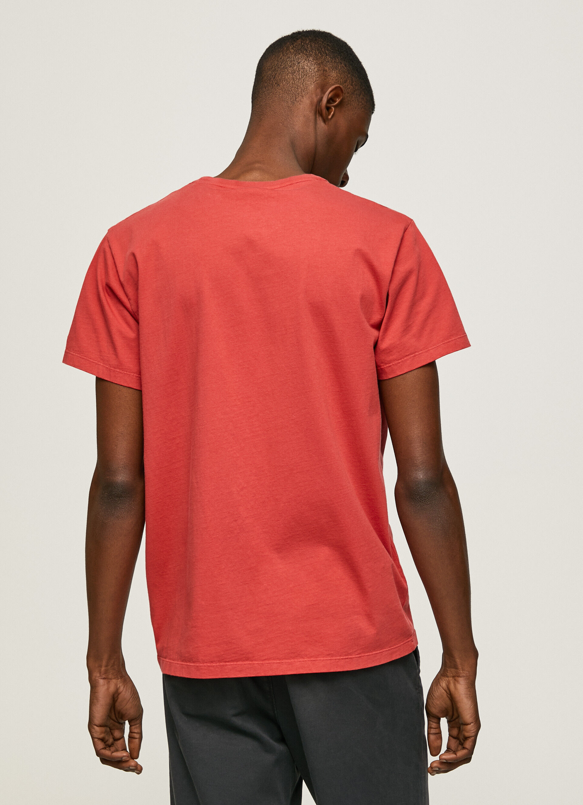 Camiseta de algodão com logo estampado - vermelho estúdio