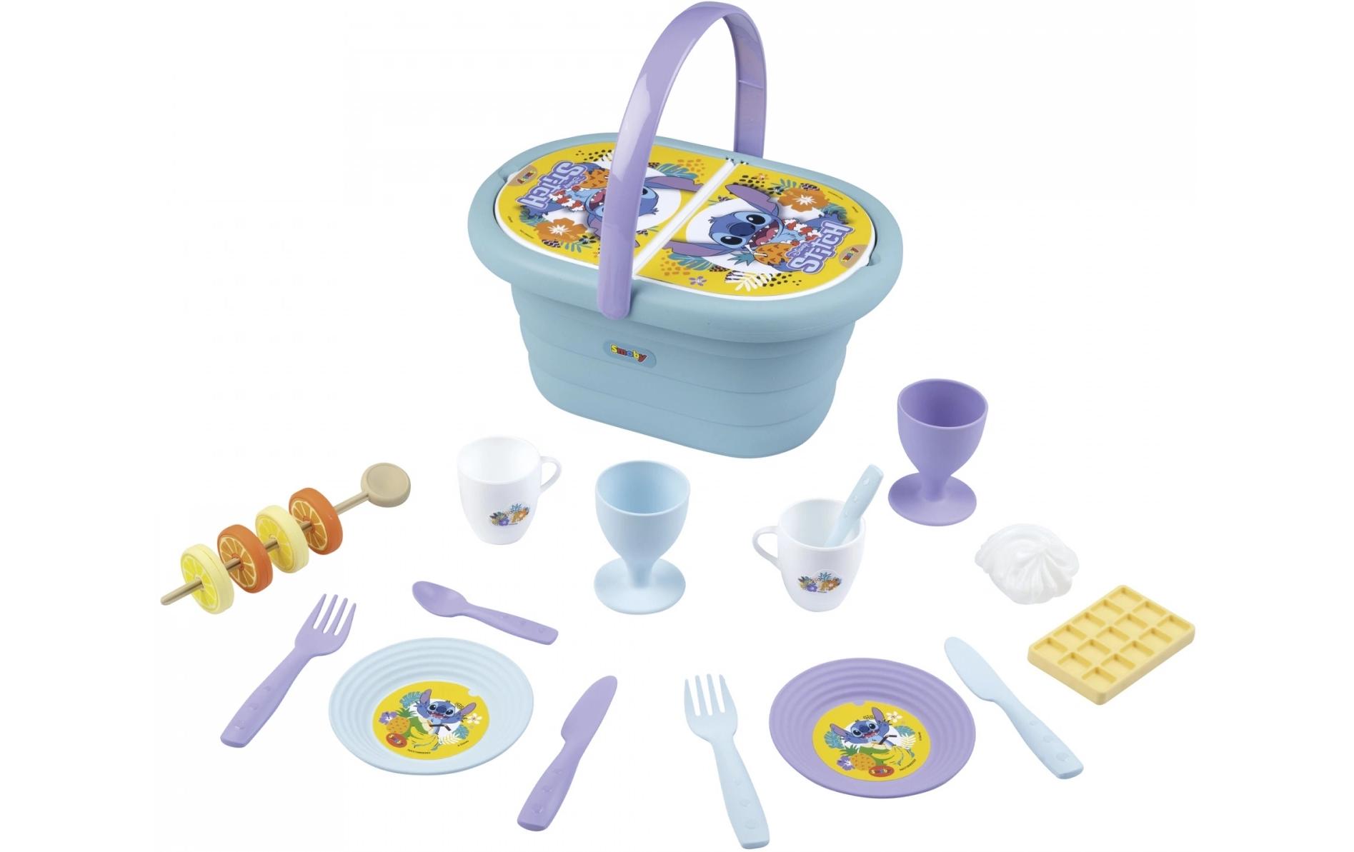 Stitch PicknickkorbKorb mit zweigeteilter Abdeckung und praktischem Tragegriff