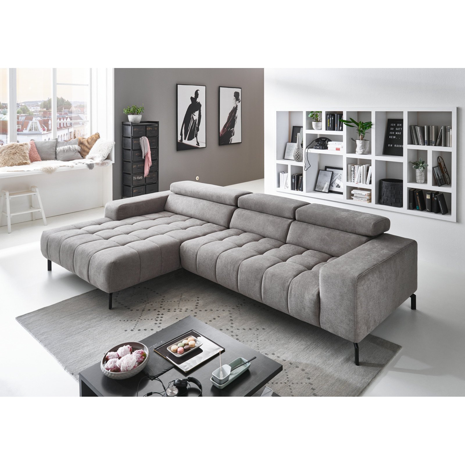 Ecksofa Viola Stoff Nemo granit