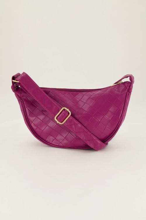 Fuchsia crossbody met ruitjespatroon