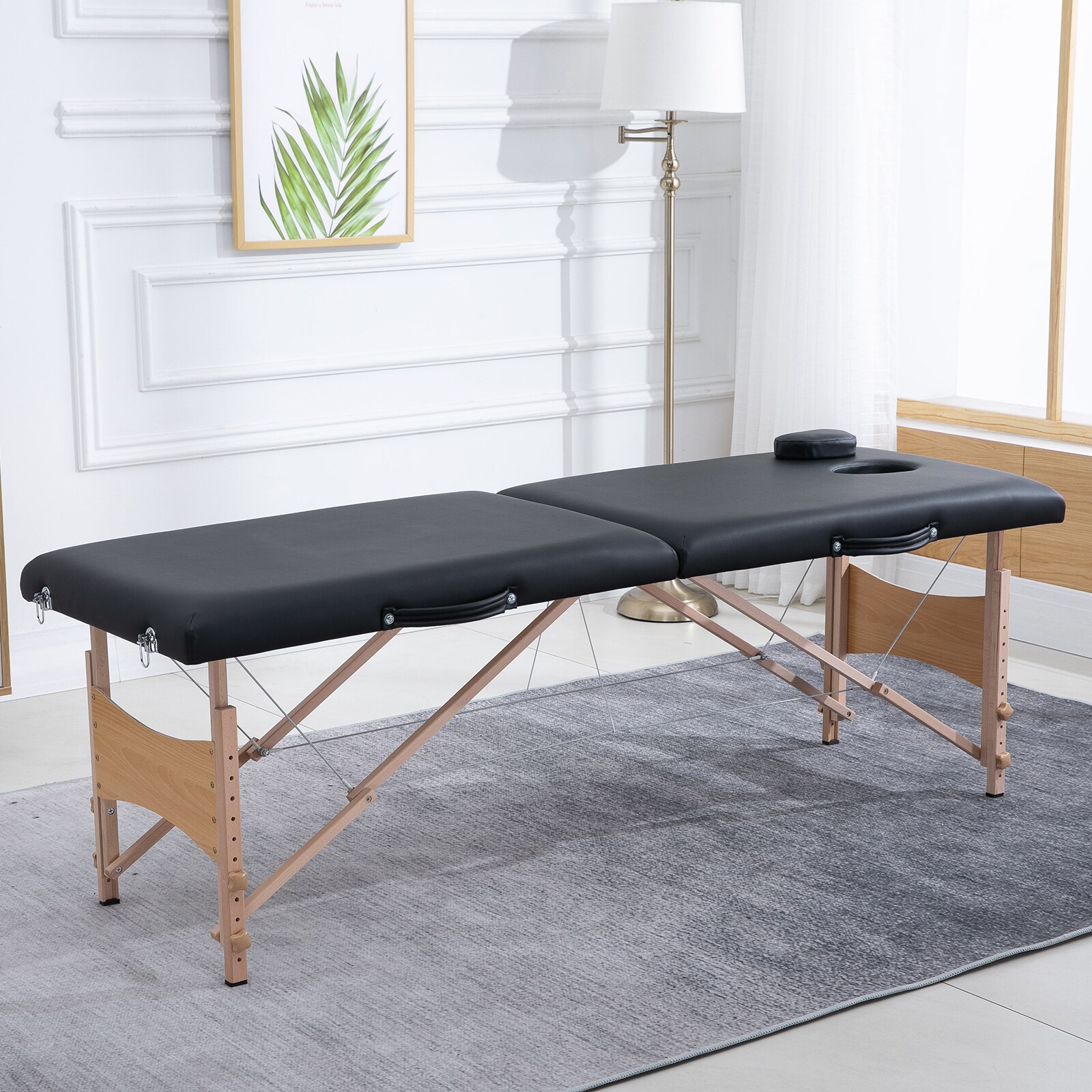 HOMCOM Mobiler Massagetisch schwarz 186 x 60 x 58-81 cm