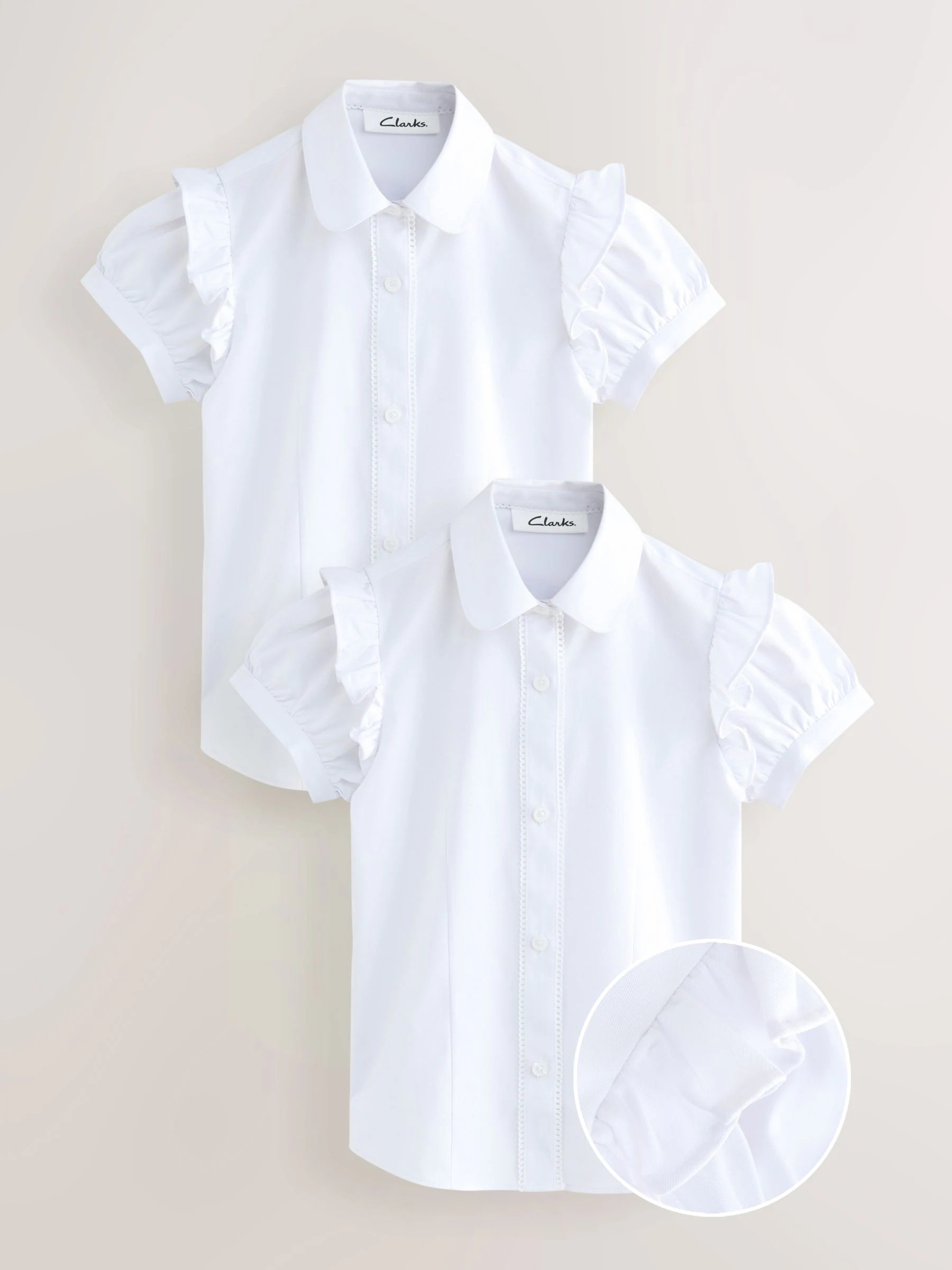 Clarks Frill Short Sleeve School Shirts 2 Pack