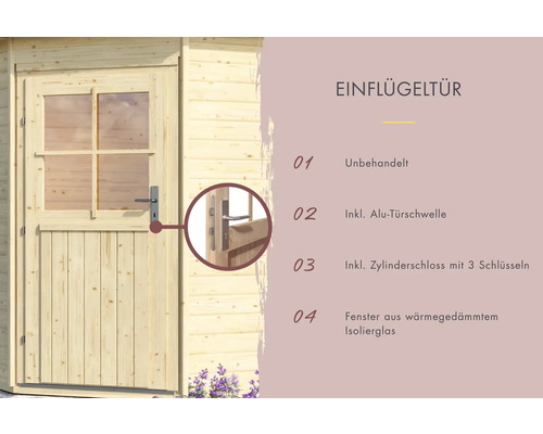 Saunacabine Karibu Rubin 2 inclusief 9 kW biokachel, externe bediening en geïsoleerde houten deur met dubbele beglazing.