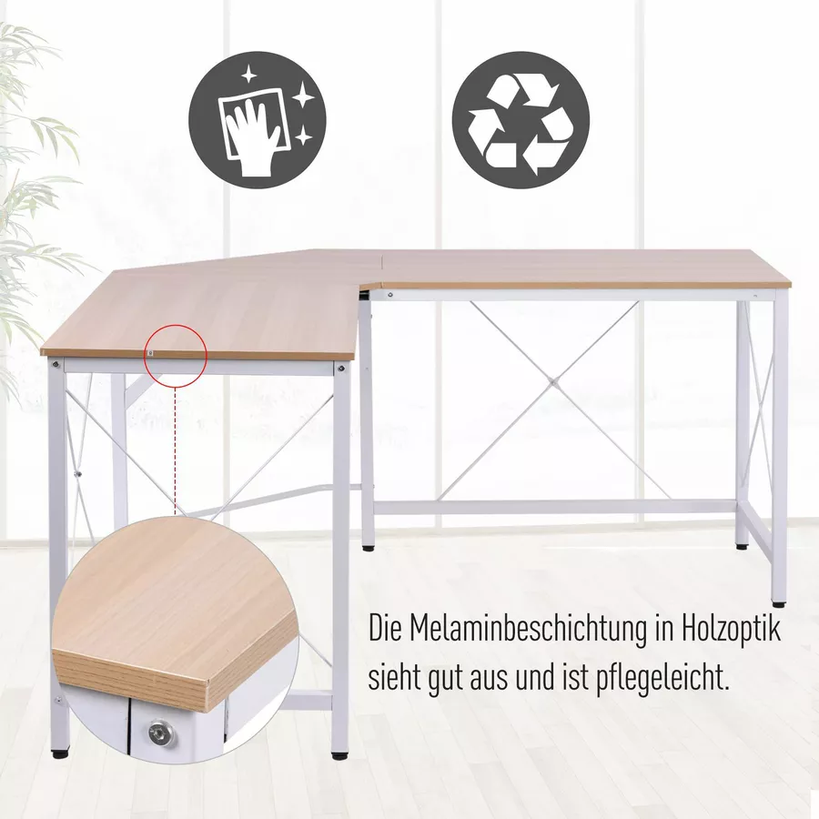 HOMCOM Winkelschreibtisch natur