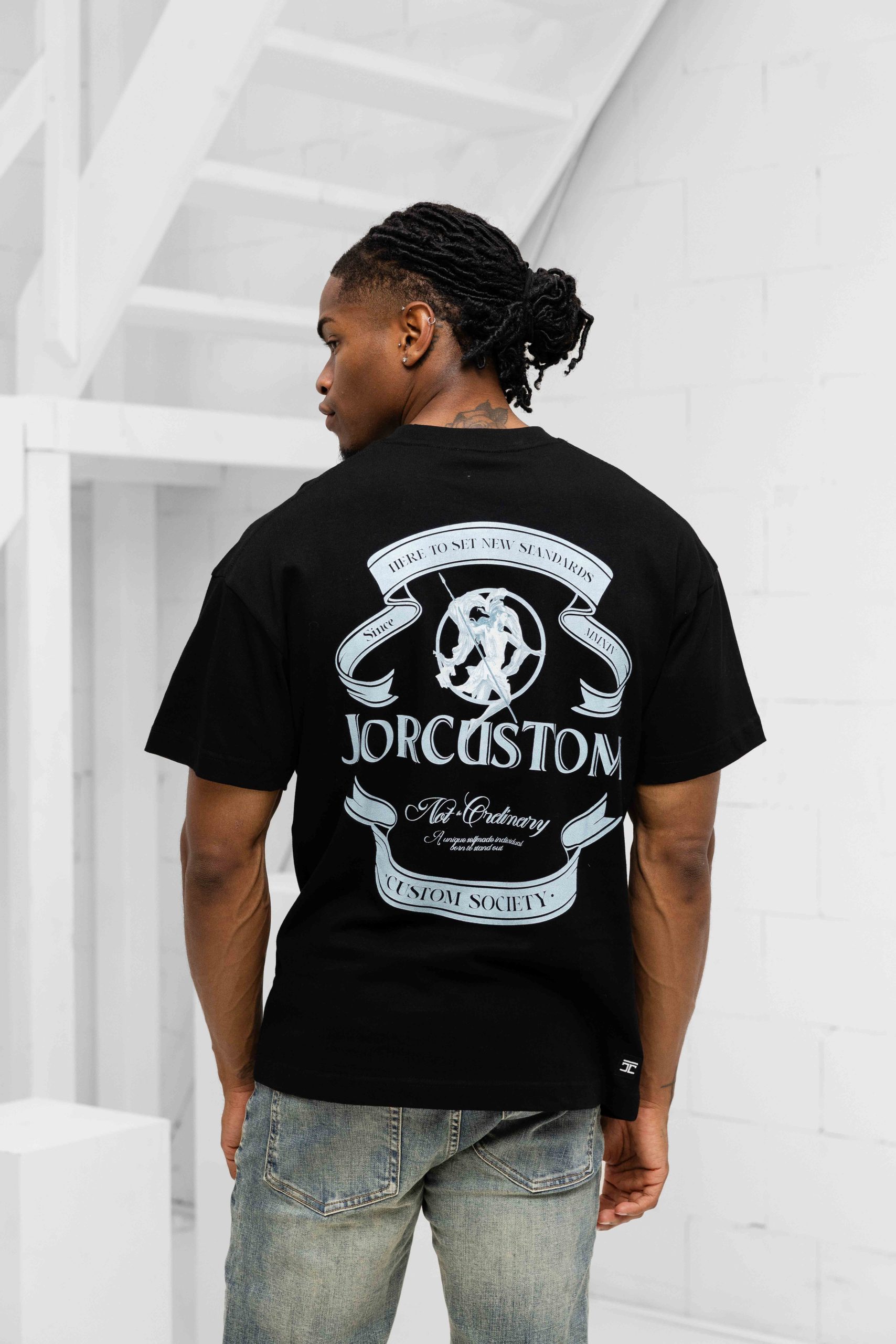Jorcustom Ribbon Loose Fit T-Shirt Heren Zwart
