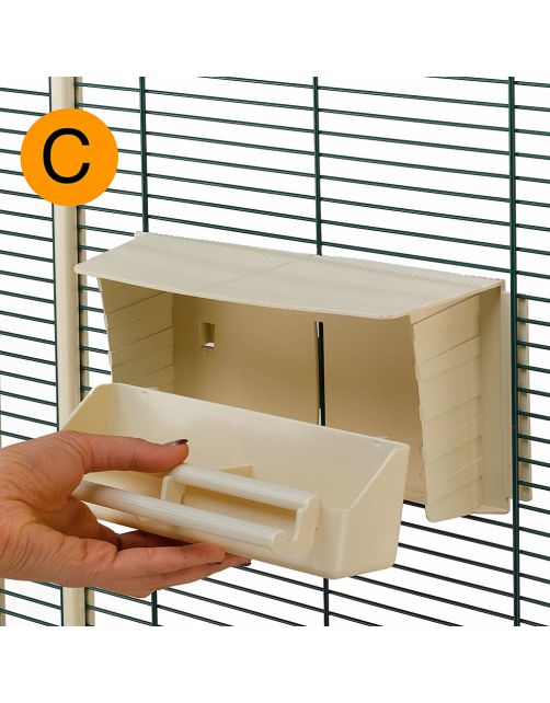 Ferplast Voerbak Brava 6 - Vogel - Voerbak- Drinkbak - 28.5x10x13 cm Beige