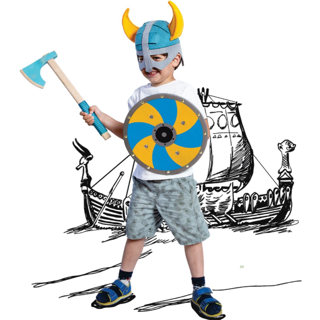 Woodsy viking bijl met schild - 42,5 cm