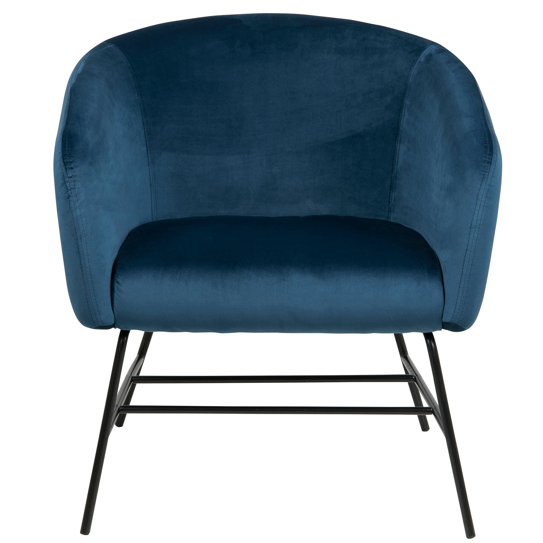 Loungestuhl RAMSEY - blau - matt schwarz - Samt