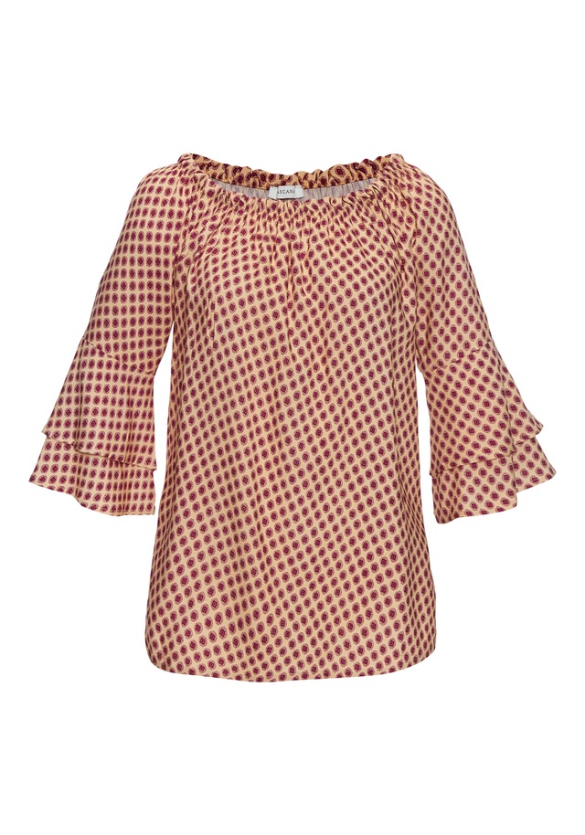 LASCANA Carmenbluse , mit Punkteprint, Damenbluse, schulterfrei, casual