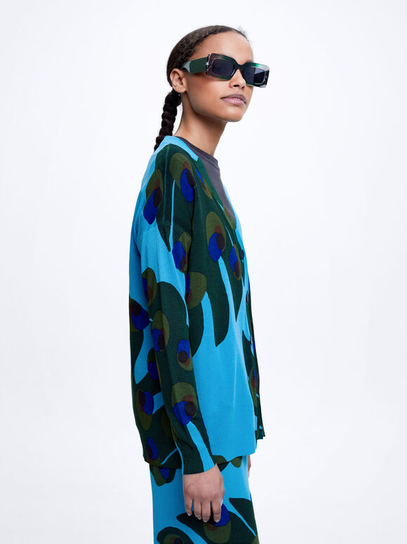 Cardigã de malha jacquard - Multicor