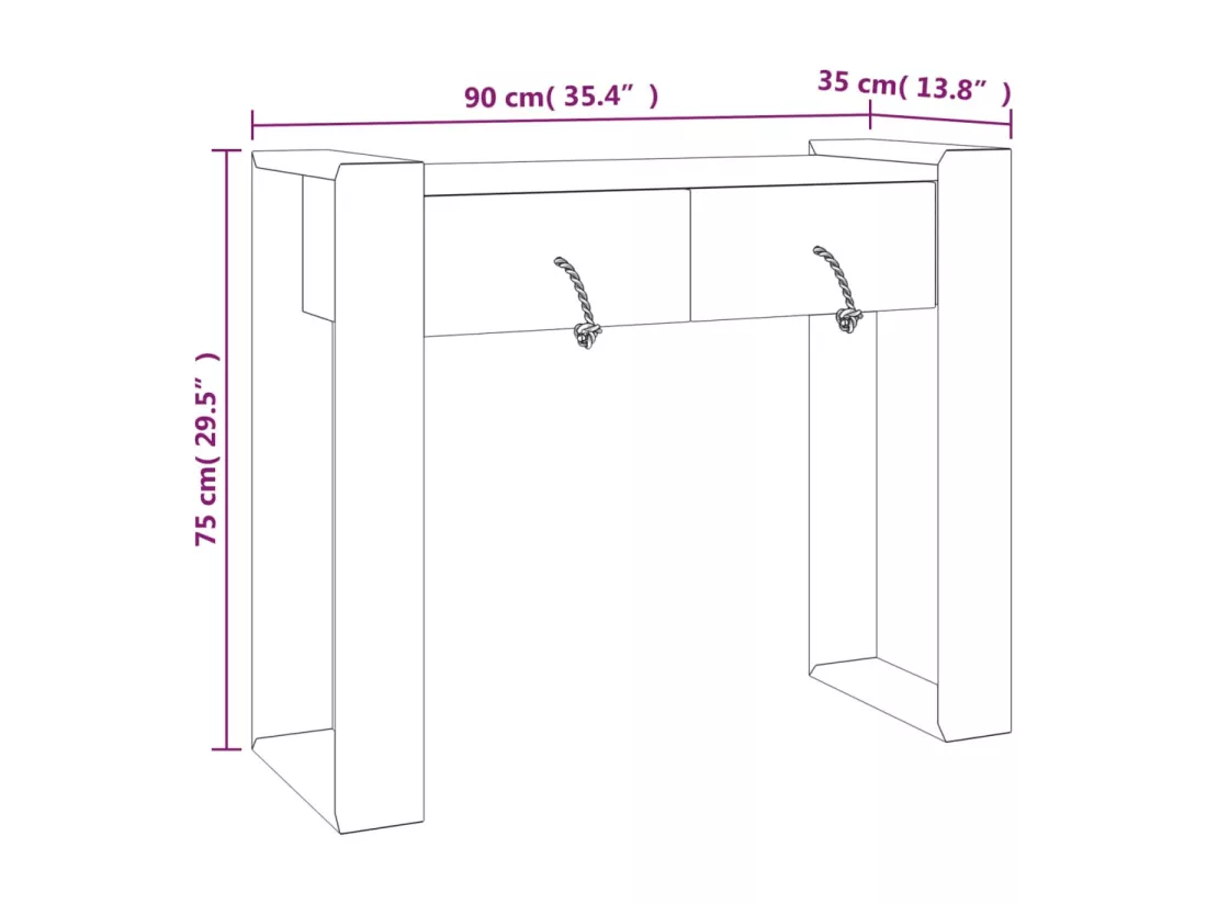 Table console 90x35x75 cm Bois de teck solide