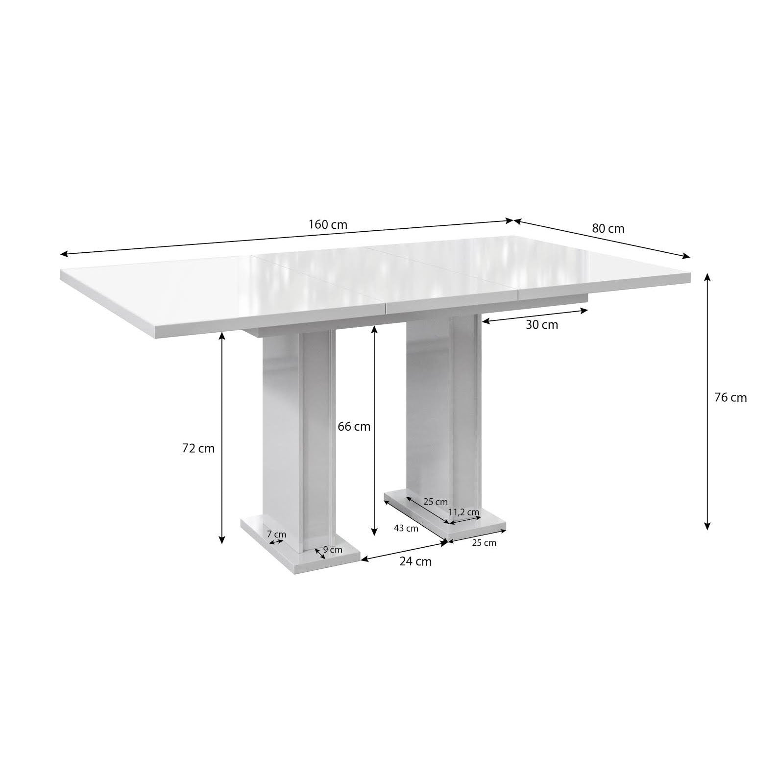 Glamour - Eetkamertafel - Wit - 120x80x76 cm