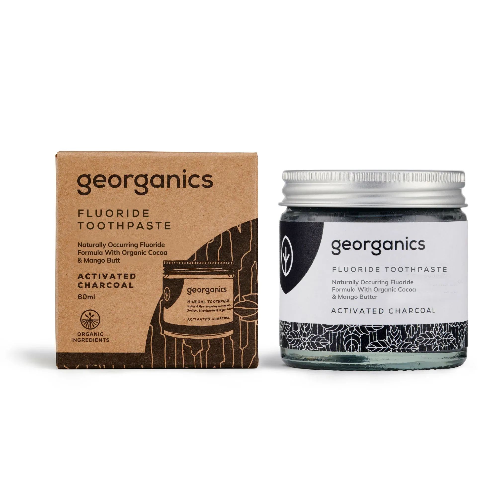 georganics  Fluoride Toothpaste Activated Charcoal, 60 ml