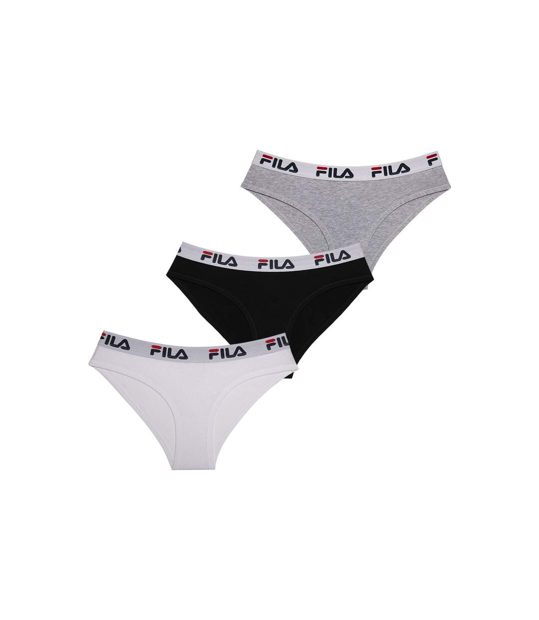 Lot de 3 Culottes coton femme Fila FU6043 Gris, Noir et Blanc