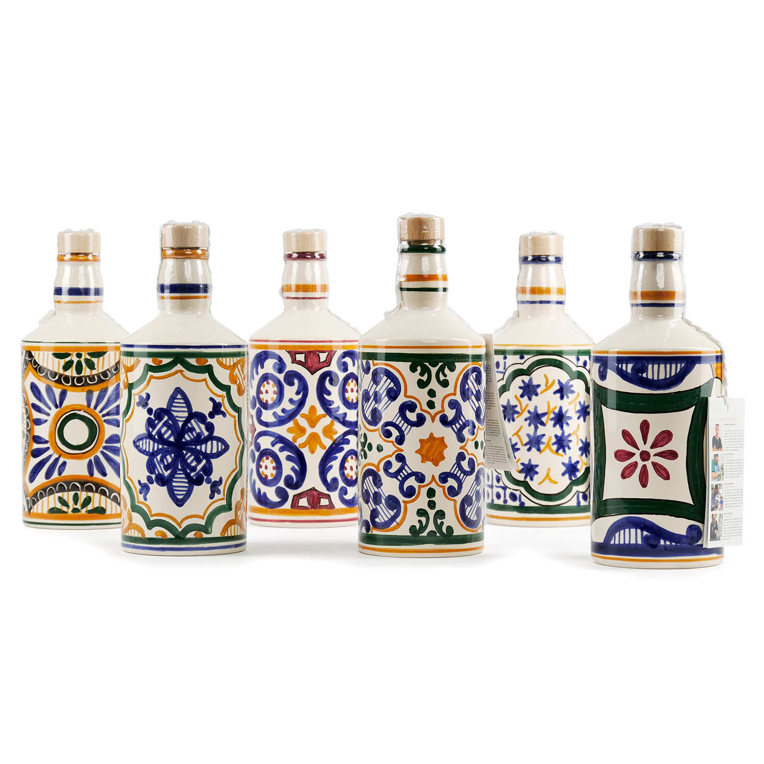 Huile d'Olive Extra Vierge Italienne Centonze - Bouteille en Céramique de Caltagirone Décorée à la Main