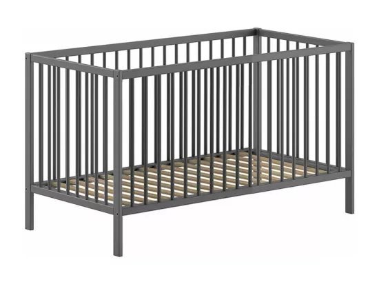 ELIOTT - Lit Bébé Evolutif 70x140 en Hêtre Massif Laqué Anthracite