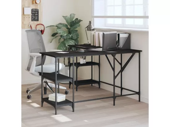 Bureau noir 139x139x75 cm bois d'ingénierie