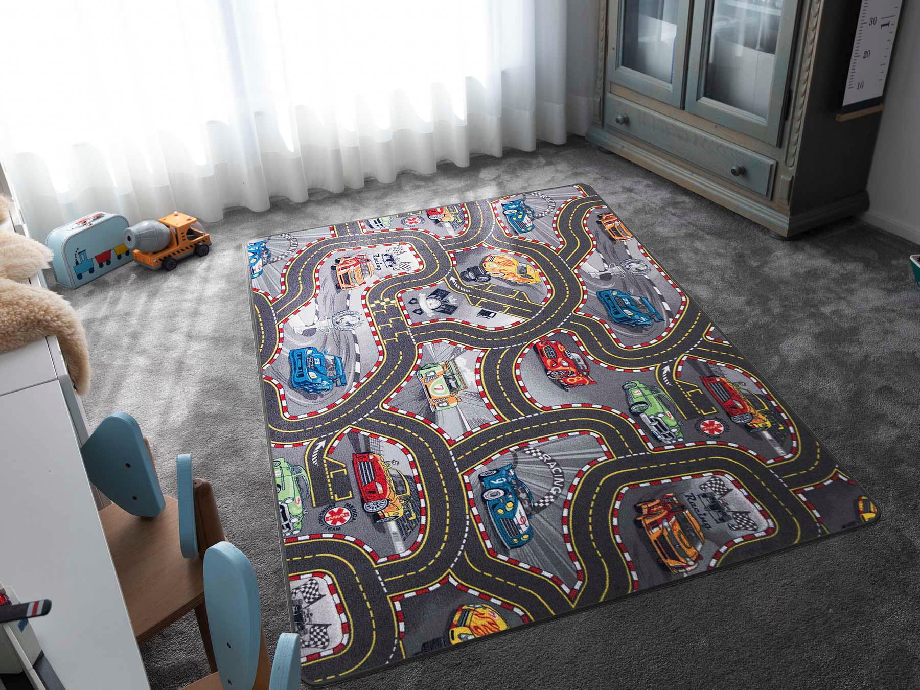 Primaflor-Ideen in Textil Kinderteppich »Spielteppich CARS« rechteckig 6,5 mm Höhe Kurzflor, Strassen-Spiel-Teppich, Motiv Autos, Kinderzimmer