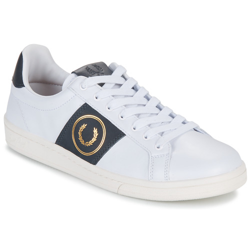 Fred Perry - B721 LEATHER BRANDED - Blanc / Marine