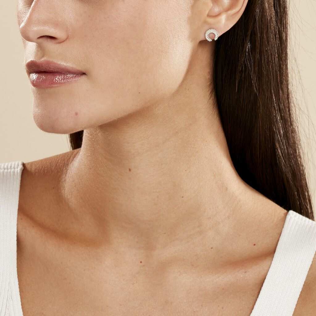 Boucles D'oreilles Puces Vaea Argent Blanc
