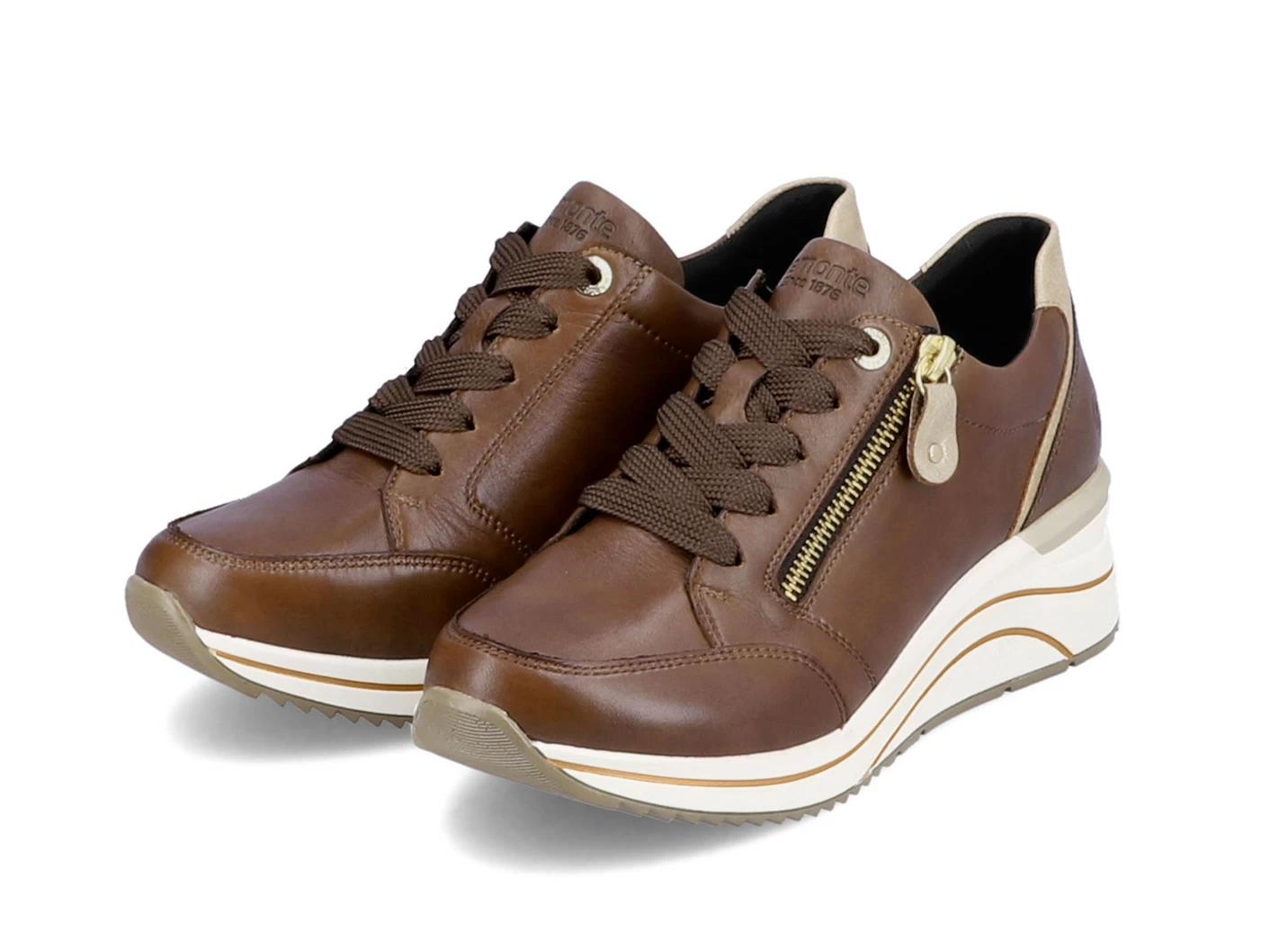 Remonte Schnür-Sneaker mit mattgoldfarbenen Besätzen