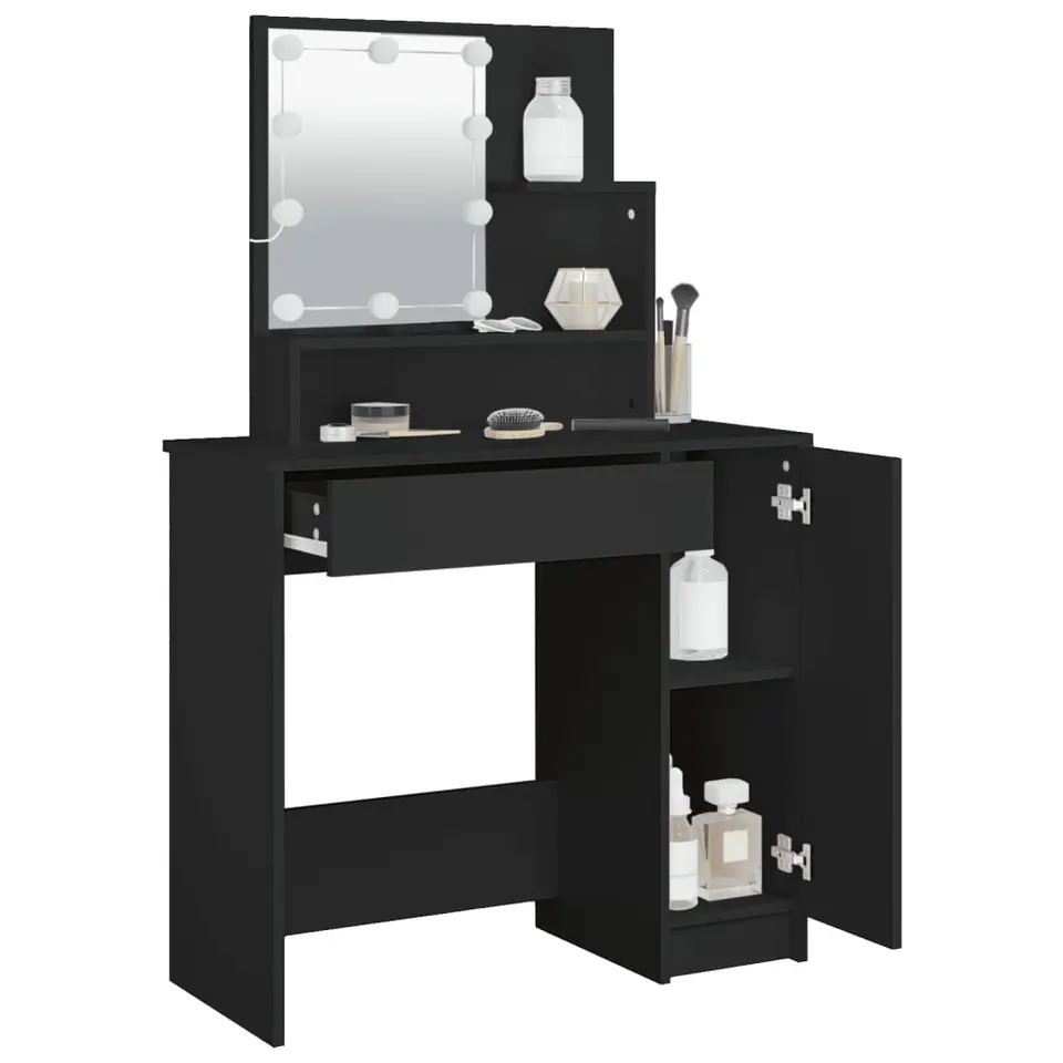 vidaXL - Kaptafel - Zwart - Bewerkt hout