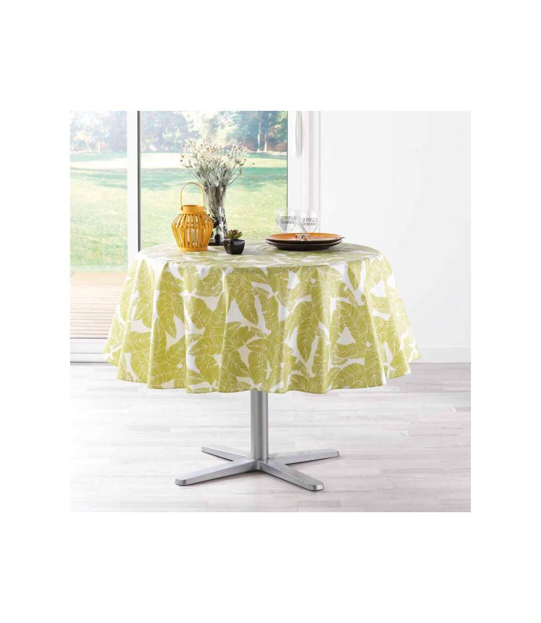 Nappe Ronde Imprimée Piuma 160cm Or